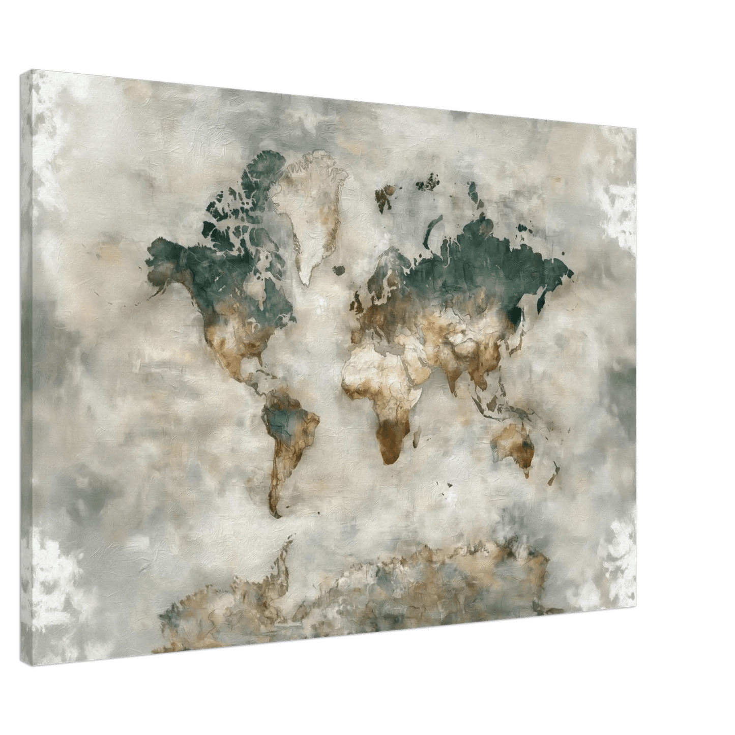 Verdenskart Tåkeblå – KI digital oljemaling trykket på papir, lerret, aluminium, akryl og tre | KBentz.no